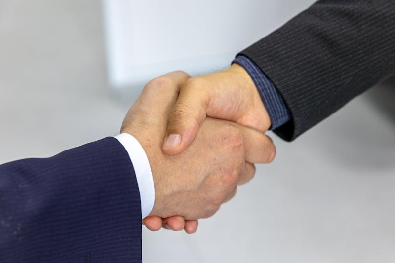 Employers and businesses handshake